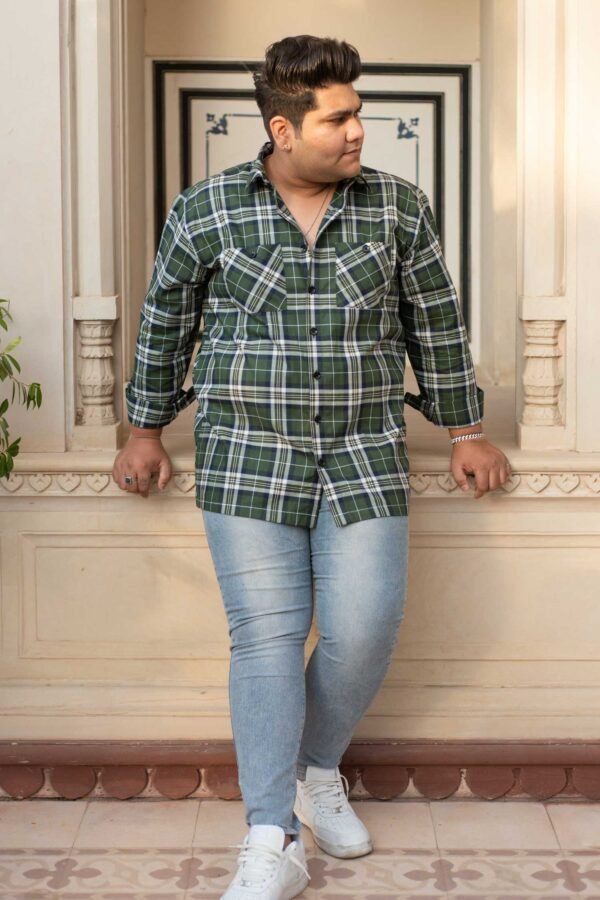 Hunterblend Checkmate- Green and Navy Checkered Oversized Overshirt