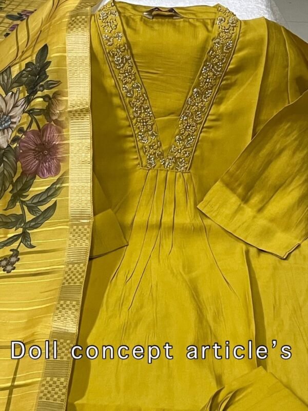 Exquisite Kurti Collection: Handwork On Yoke With Heavy Pant And Dupatta