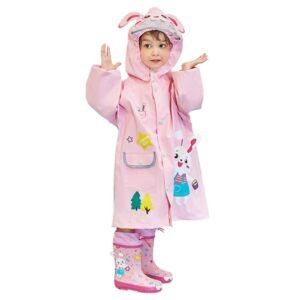 Kr  Baby Pink Rabbit Theme Raincoat for Kids