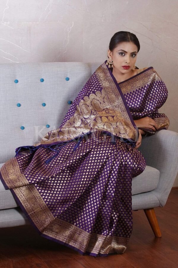 Plum Purple Banarasi Saree