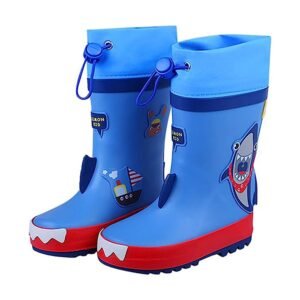 Kr  Blue Shark Theme Flexible Rubber Rain Gumboots for Kids