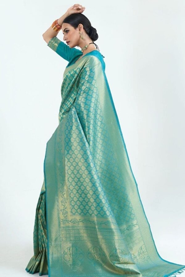 Teal Blue Kanjivaram Saree