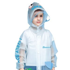 Kr  Blue Dino Submarine Transluscent Raincoat for Kids