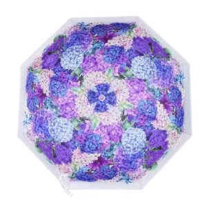 Kr  Purple Hydrangea Bunch Floral Print Translucent All-season Umbrella for Kids & Adults