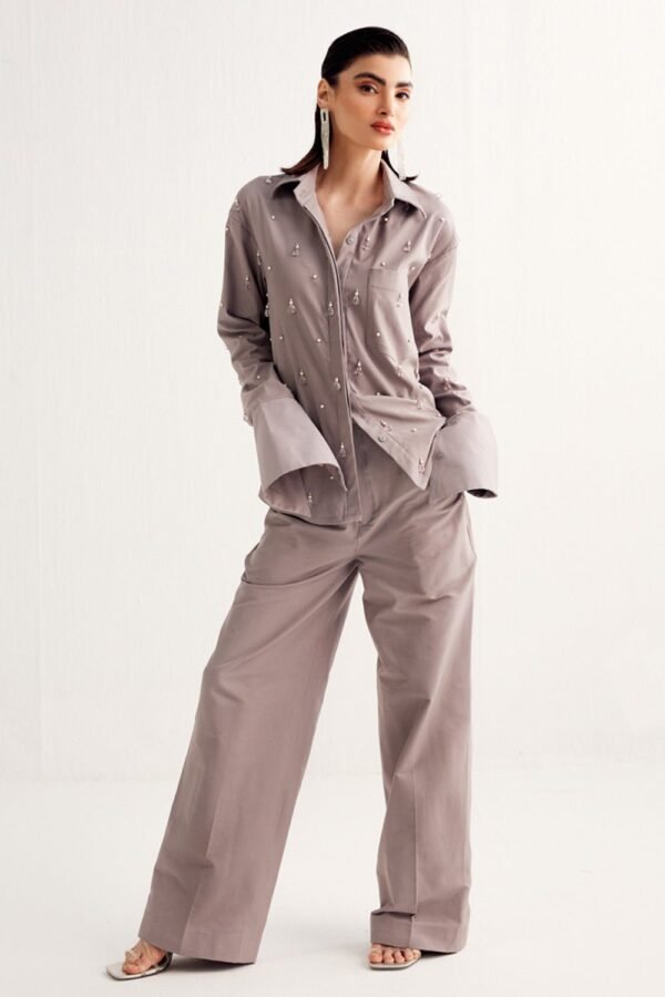 Dolphine Grey Embellished Co-ord Set
