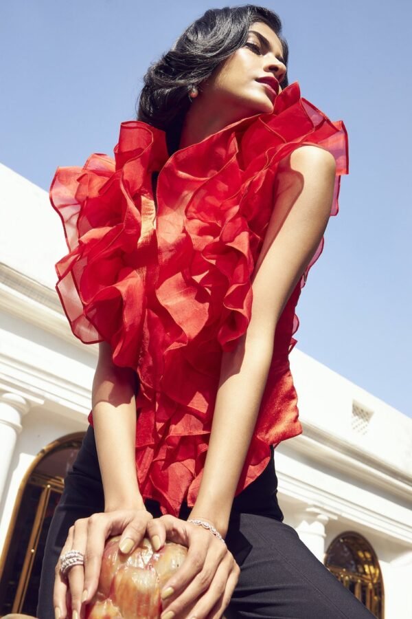 Scarlet Ruffle Top