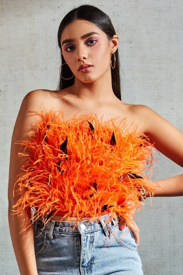 Tangerine Feather Top