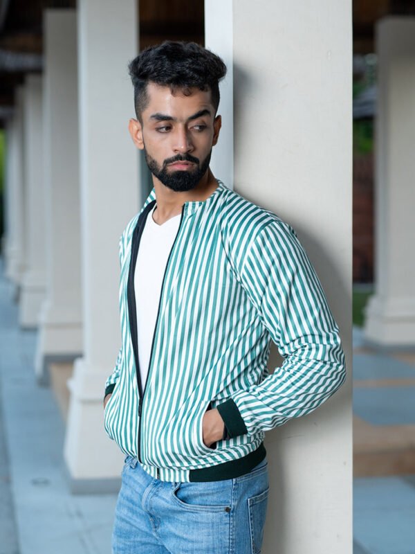 Green Striped Velvet Jacket (Unisex)