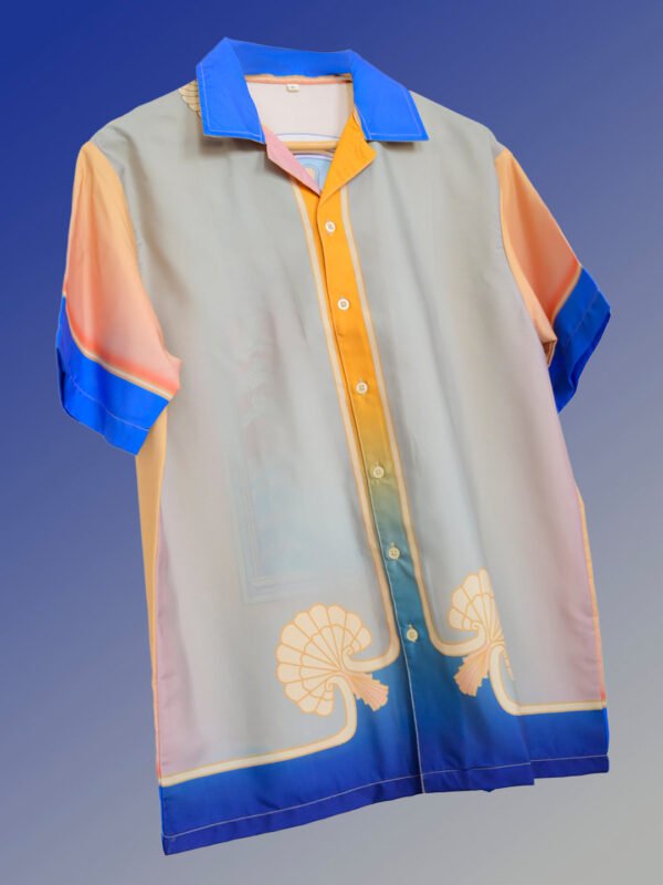 Graphic Back Printed Oversized Multicolor Crepe Shirt
