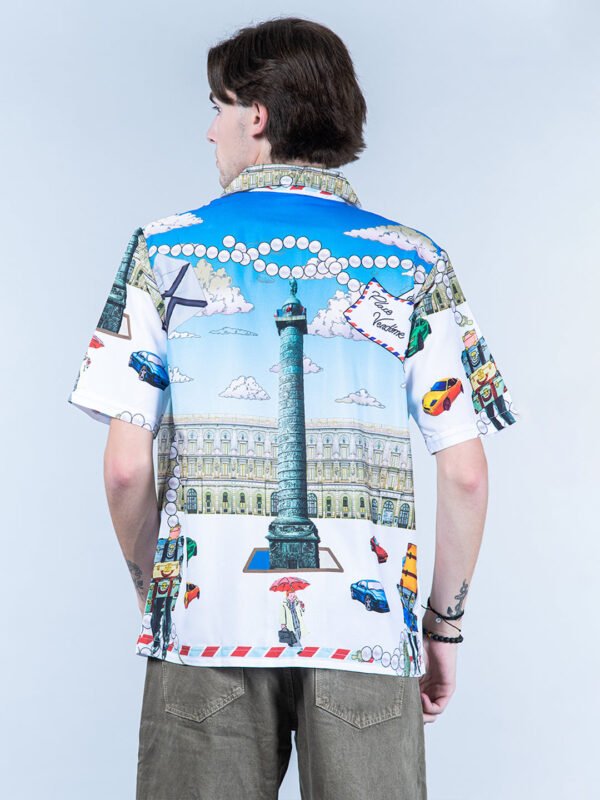 Place Vendome Graphic Printed Oversized Multicolor Crepe Shirt