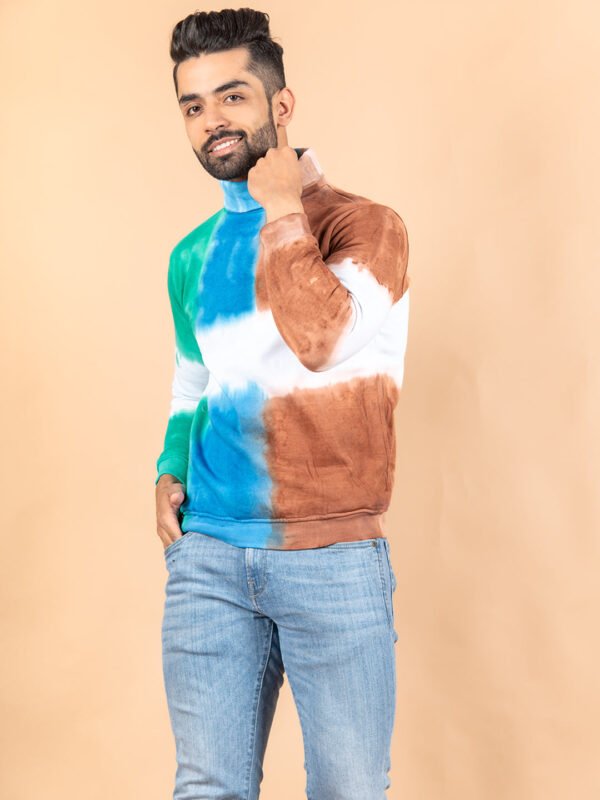 Tri-color Tie and Dye Turtleneck