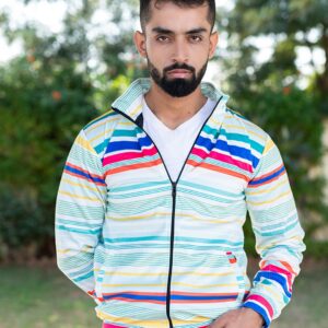 Multicolor Stripes Printed Mens Jacket (Unisex)