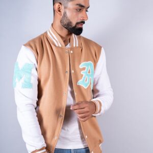 Beige LA Varsity Jacket (Unisex)