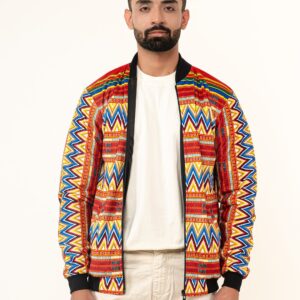 Multicolor Zigzag Printed Velvet Jacket
