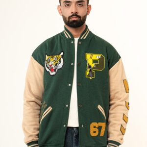 Bottle Green P Varsity Jacket (Unisex)