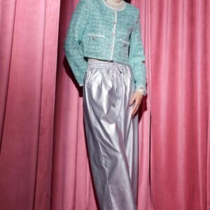 Silver Metallic Straight Pants