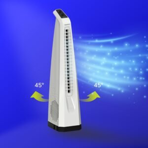 Kirdaram Surround White | Bladeless Tower Fan with Turbo Throw Tech